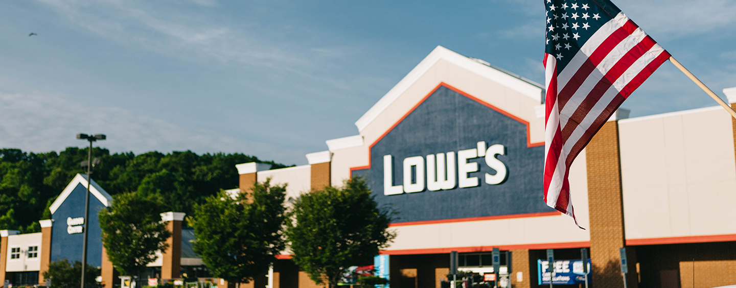 Lowe's storefront American flag