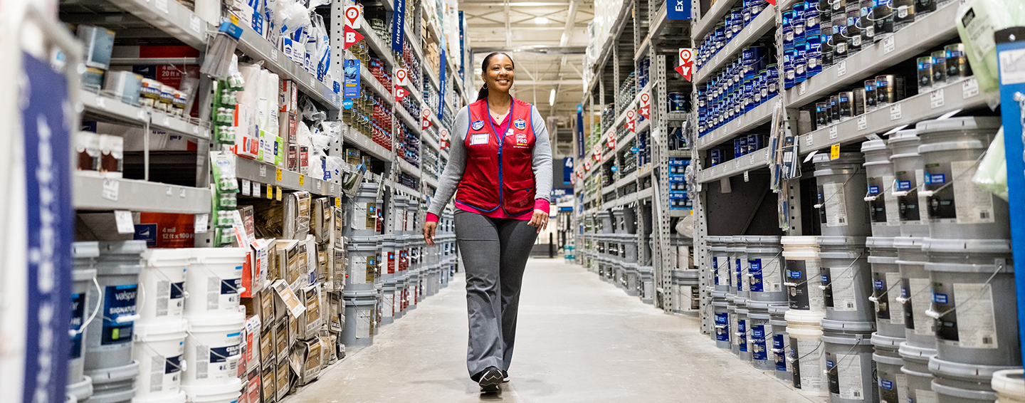 Ebony Wheeler Lowe's associate in store aisle