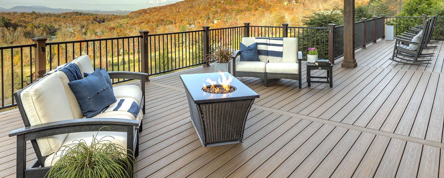 Trex decking in fall mountain scenery