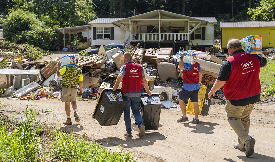 Lowe's associates provide disaster relief supplies to Kentucky flood victims