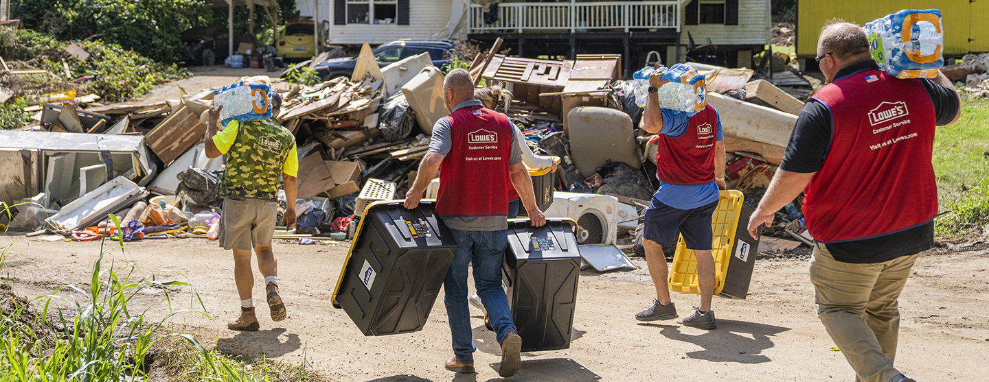 Lowe's associates providing disaster relief supplies