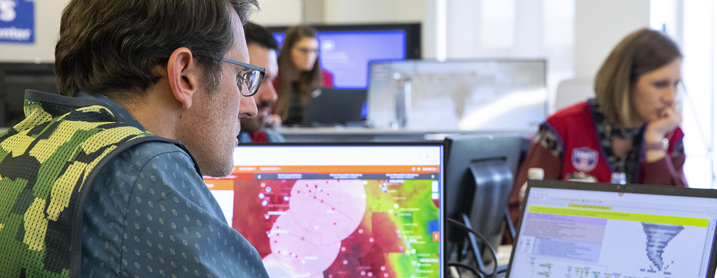 Lowe's Command Center associates working