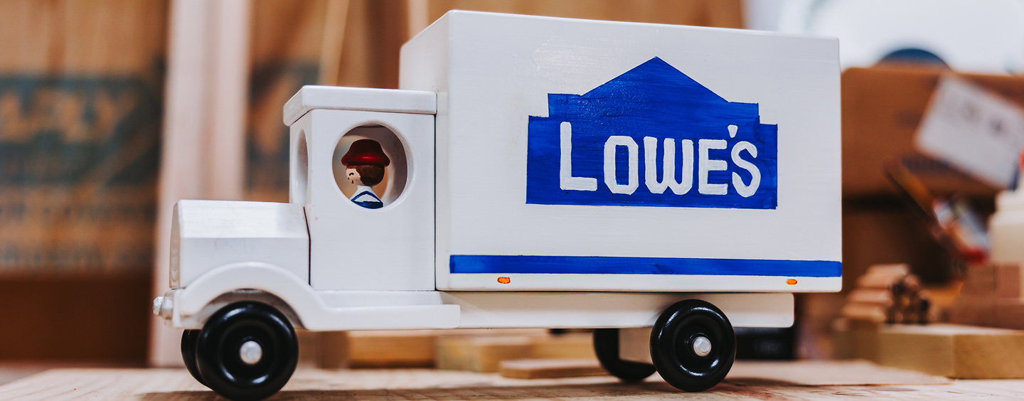 Wooden toy Lowe's truck